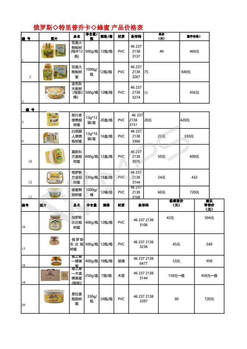 参考报价单 俄罗斯食品,满洲里大山食品,俄罗斯食品批发